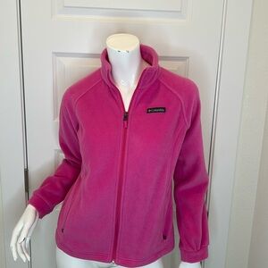 Columbia girls pink full zip fleece jacket size L ( 14-16 girls)